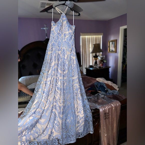 Speechless Dresses Nude And Blue Lace Gown Poshmark